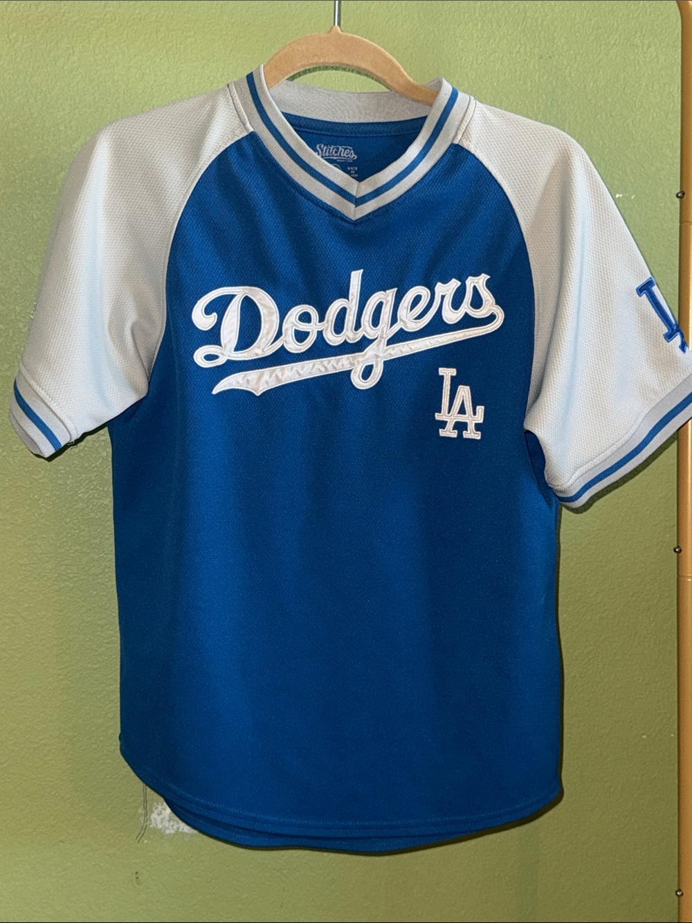 Stitches Dodgers Royal Blue & Grey Baseball Jersey